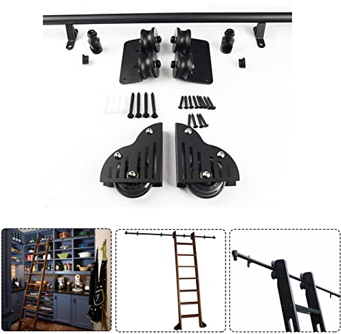 WhfPs Schiebetür-Hardware-Kit, 1 m, 2 m, 3 m, 4 m, 5 m, 6 m | Schiebeleiter-Schienen-Set, Schrank-Set | Bibliotheks-Rollleiterschienen-Hardware | Rundrohr-Rutsche aus Kohlenstoffstahl (Größe: 10 F