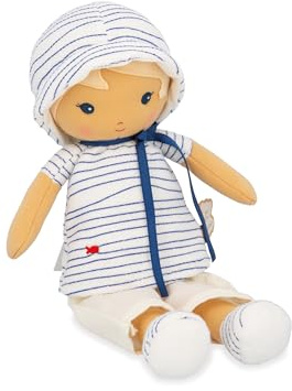 KALOO - Tendresse - Min första tygdocka Eli - 32 cm stor docka - matrosstil - vacker presentförpackning - personligt band - från födseln, K200013