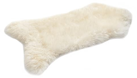 HOME LAMB Alfombra Piel de Cordero Blanco 100-110 cm - Alfombra Piel de Oveja Natural - Suave Alfombras de Habitacion - Esponjosa Alfombra Salon - Alfombra Dormitorio