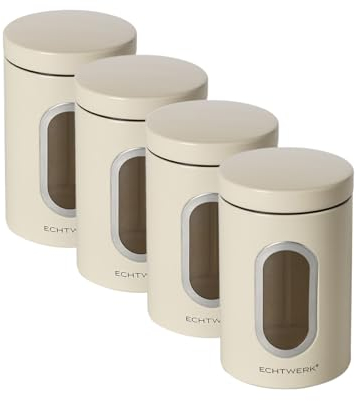 ECHTWERK Boîtes à provisions élégantes, pour la conservation de la farine/du sucre/des céréales, Boîte métallique avec couvercle hermétique et grande fenêtre de visualisation