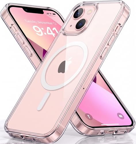 Oprimio Magnetische Hülle für iPhone 13 - Transparente Handyhülle, Starker Magnet, Kratzfeste PC-Rückseite - Kompatibel mit MagSafe Zubehör