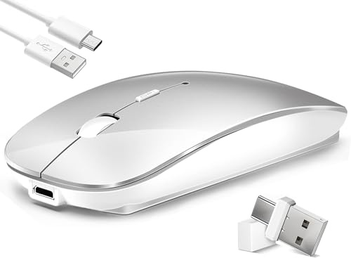 LEAPEST Kabellose Maus für Laptop, Bluetooth-Maus mit DREI Modi (Bluetooth 5.2+ USB-A & USB-C Empfänger) - Kompatibel mit TypeC & USB Port Geräten/MacBook Pro/Air/Mac/iPad/Chromebook/Computer
