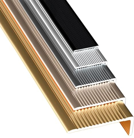 whalebee Nez De Marche D'escalier Protection Bordure pour Escaliers, Antidérapant Bord Forme en L Aluminium Profilé De Nez Protections De Bord Et d'angle pour Escaliers, Marches, Porches