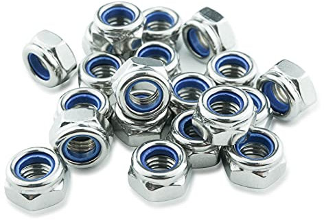Ecrou M8, Écrous Inox 8mm (10 Pièces), Mehurr Écrous Hexagonaux en Acier Inoxydable A2 304 (DIN 985), Ecrou Frein de Blocage en Nylon, Écrou Autobloquant pour Boulons et Vis