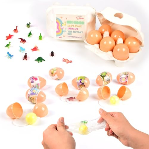 ToysButty Dino Slime Kit | 6 Überraschungs Eier mit Schleim & Mutant-Dinos Plus Buch | Sensorisches Spielzeug für Kinder | Dino-Eier zerlegen, Anhänger Finden | Geburtstagsgeschenk & Partymitgabe