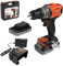 BLACK+DECKER Trapano avvitatore a batteria da 18 V, coppia massima di 45 Nm, 2 batterie da 2,0 Ah, caricatore da 1 A e kitbox, BCD382D2XK-QW