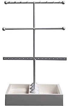 LaYiQimn Schmuck Organizer Schmuckaufbewahrung Schmuckaufbewahrungsregal Damenhaushalt Einfaches weißes Halsketten-/Ohrring-Rack Ringbox Schmuckdisplay-Aufbewahrungsregal Schmuckdisplayständer
