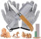 Schnitzmesser Kinder ab 6 Jahre, hochwertiges Kindermesser Schnitzset, klappbares Outdoor-Taschenmesser mit Holzgriff, Schnitzwerkzeug - Outdoor Messer, inkl schnittfeste Handschuhe, Messerscheide