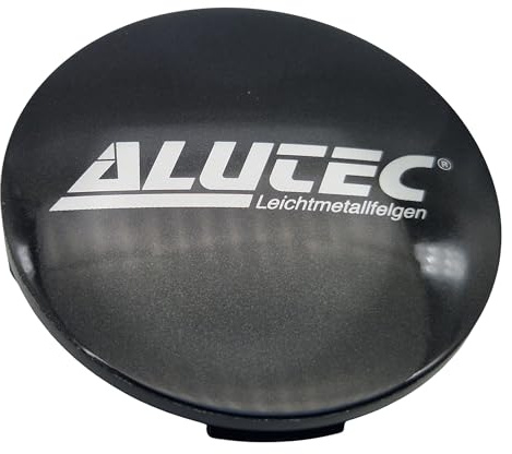 1X Alutec Nabendeckel 64mm Graphit (N32) Logo Silber (ALB) - Original Felgendeckel/Nabenkappe/Hubcap