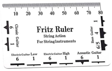 Gitarrensaiten Messlineal R04b aus Kunststoff in Weiß | Glatte Kanten, Vollständige Messfunktionen, für Gitarre und Zubehörbereich