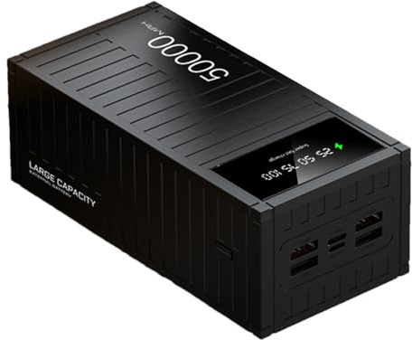 Power Bank 50000 mAh 22,5 W PD20W Schnelllade-Powerbank PD3.0 QC4.0 Externer Handy-Akku mit LCD-Display USB C Ausgänge & Eingänge Tragbares Ladegerät para teléfonos móviles, tabletas y Ordenadores