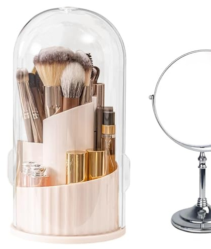Genérico Organizador De Brochas De Maquillaje | Caja Organizadora De Cosmeticos,Estuche Giratorio 360° Antipolvo Con Tapa Para Almacenamiento De Brochas Cosmeticas Y Portatil Para Viaje