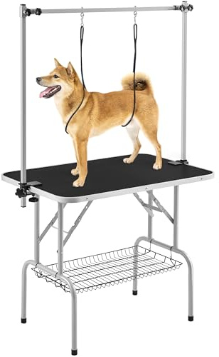 Yaheetech 91cm Pet Dog Grooming Table Height Adjustable, Black