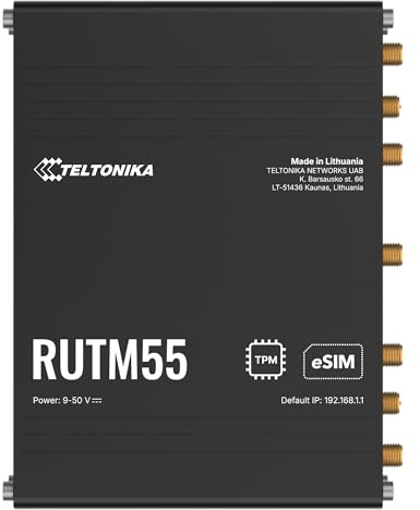 Teltonika RUTM55 Industrial 5G/LTE Router, 2x SIM, eSIM, 4x Gigabit LAN, RS232/485, GNSS, Made in Europe