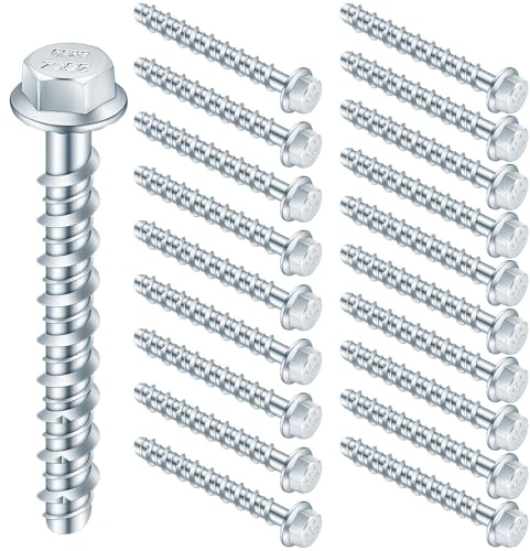 20 Pcs Concrete Screws Bolts, M8 x 80mm Hex Bolts, Flange Hexagonal Head Concrete Anchor Boltss, Used for Fixing on Masonry, Marble, Wood, Brick,Stone