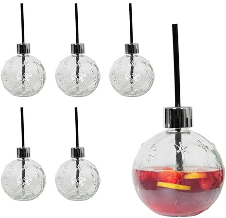 Spetebo Christbaumkugel Trinkglas 400 ml, 6er Set, mit Strohhalm