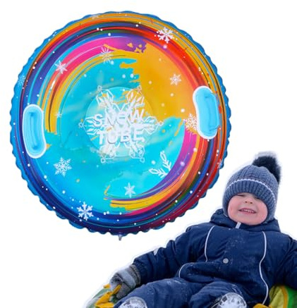 Tube de traîneau à Neige d'hiver - Disque de Luge Gonflable de Couleur vive avec poignées, Conception Anti-Pointe Stable pour Glisser sur Les collines, Conduite Amusante pour Les âges | Activité