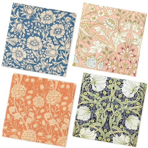 Whaline 50Pcs Vintage Floral Paper Napkins | Disposable Decoupage Luncheon Napkins, Vintage Flower Design, for Spring Birthday Wedding Party Table Decor