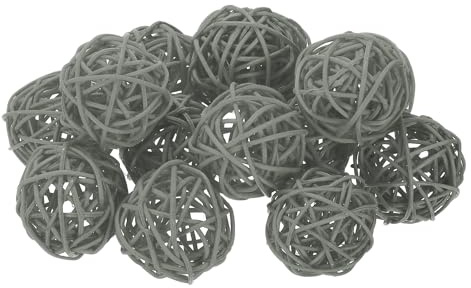 sourcing map 14Pcs Gray Wicker Rattan Balls for Bowl Centerpiece 2 Inch Dia Rattan Wicker Twig Orbs Spheres Decorative Balls for Vase Home Dining Table Wedding Decor