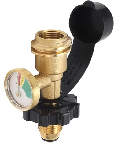 Eujgoov Adaptador de Olla de Gas Pol con Manómetros, Material de Latón, Fácil Instalación, Manómetro, para Parrillas de Gas, Calentadores, Estufas de Camping, Manguera QCC1