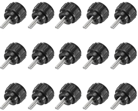 QUARKZMAN Perillas De Sujeción Estriadas Mango Tornillos De Mariposa Perillas M3 X 10 Mm Roscado Macho Cabeza De 14 Mm Para Electrónicos Automotriz Muebles Ensamblaje (Negro, Paquete De 15)