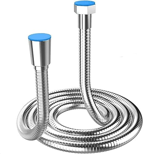 Duschschlauch 1,5m, Edelstahl Ersatz Hochdruck-Duschrohr Knickschutz Brauseschlauch,Anti-Knick & Leckfrei, Standard G1/2 Zoll Anschluss mit Messinganschlüssen und Dichtungenfür Badarmaturen, Silber