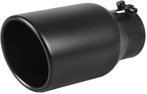 Aboiled 3 Inch Inlet Black Exhaust Tip - 3 x 4.5 x 9 Stainless Steel Exhaust Tip with Rolled Edge Design