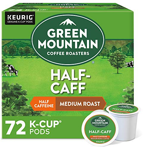 Green Mountain Coffee Roasters Half Caff Keurig Single-Serve K-Cup pods, Medium Roast Coffee, 72 Count