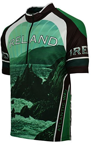 Malham USA Herren Kurzärmelig Irland Fahrrad Trikot Elastische Taille - Grün, L