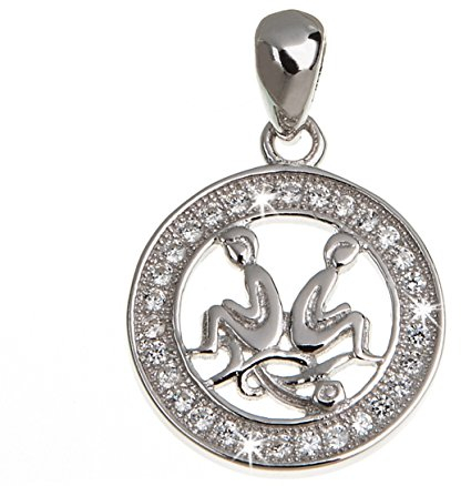 Silberketten Store Anhänger Sternzeichen Zwillinge 925 Silber mit Zirkonia