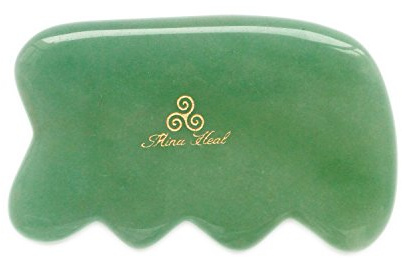 Mina Heal Gua Sha Massage-Werkzeug aus Jade Stein für Gesicht Lifting, Anti-Aging, Anti-Falten, GuaSha Behandlung | Glatt poliertes Gesichtsmassagewerkzeug für Hautpflege, Selbstpflege und Entspannungsroutinen.