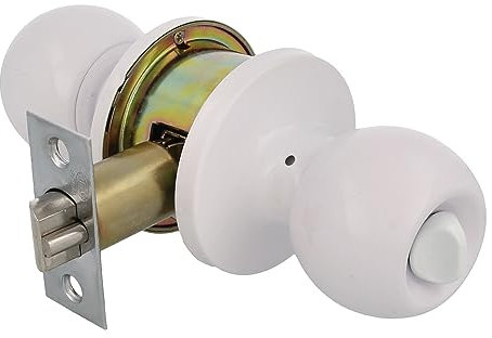 Amig - Set di Pomelli a Sfera con Serratura | Ottone Robusto e Sicuro | Adatto per Porte in Legno | Finitura Bianca Elegante | Sistema Antischeda | Modello 5100, Multicoloured, Standard, Ottone