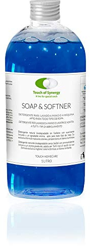 TOUCH OF SYNERGY Soap & Softner – Natürliches, biologisch abbaubares Waschmittel und Weichspüler für Handwäsche und Maschine, ungiftig, vegan, geeignet für alle Arten von Kleidung, 1 l