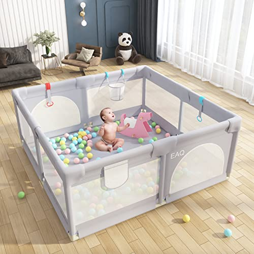 EAQ Baby Laufstall 150x150cm Laufgitter Sicherheitsspielplatz mit superweichem,atmungsaktivem Netz, Kinderzaun für Säuglinge Kleinkinder