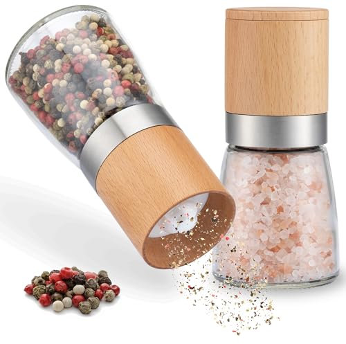 ZOLMER® 2 Set Molinillo Pimienta con mecanismo regulable de cerámica - Elegante molinillo especias de acero inoxidable - También para guindillas [sin especias incluidas]