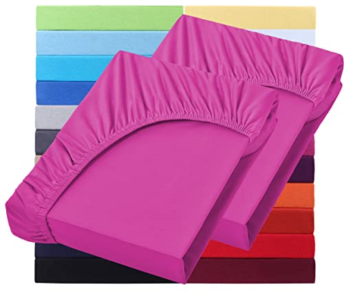 NatureMark 2er Pack Wasserbett & Boxspringbett Spannbettlaken 200 x 220 cm - 40 cm Steg - 200x220cm Spannbetttuch - 100% Baumwolle, Pink