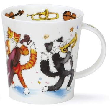 DUNOON Lomond Shape Mug 0,32 Liter Groovy Cats or Groovy Dogs (Groovy Cats), Gold