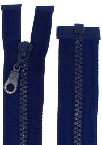 Cerniera lampo in plastica grossa 5 mm, divisibile (80 cm, blu scuro)