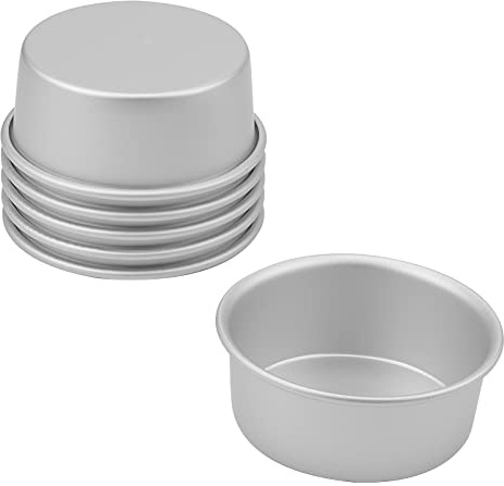 KEILEOHO 6 PCS 4 Inch Round Baking Cake Tins, Deep Layer Cake Mould, Aluminum Cake Pan for Baking Birthday Wedding