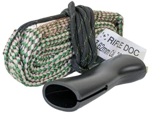 Rifle Doc INTENSIV Laufreinigungsschnur mit Zwei integrieten Bronzebürsten für Kaliber 7,62mm | Cal .308 .30-06 .300 Reinigungsset (Premium Schnur - Doppelbürste + Griff)