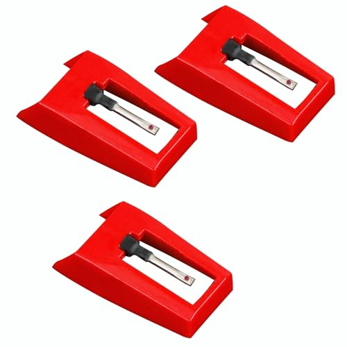 Aiguille Tourne Disque,3 Pièces Tourne Disque Aiguille,Universelles Remplacement Aiguille pour Saphir Platine Vinyle Durable Diamant Platine Vinyle pour Tourne Disque en Vinyle (Rouge)
