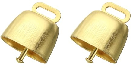 PATIKIL Mini Cow Bells for Crafts Christmas, 2 Pcs Shiny Gold Small Cow Bells, Loud Grazing Copper Bells Noise Makers, Cowbell Goat Bell, 1.4 x 0.9 x 1.4