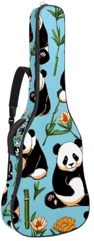 Tasche für Akustikgitarre, wasserdichte Tasche für 40/41/42 Zoll Gitarre mit Zubehörfach, Mehrere Taschen, süßer Panda auf Blau, mehrfarbig, 42.9x16.9x4.7 in, Gitarrentasche