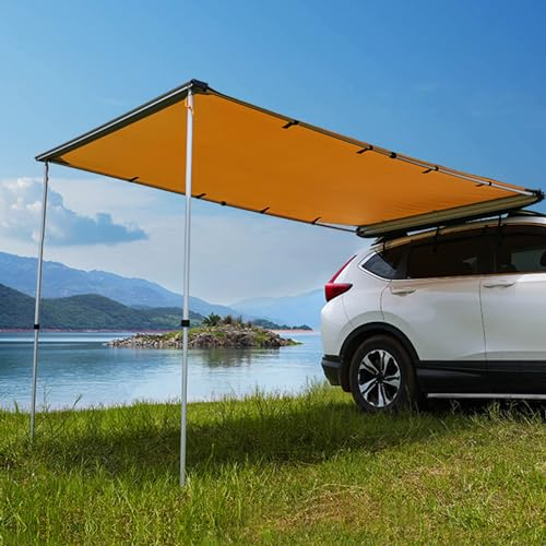 DJJYCTNM Auto Vorzelt, 4,6 X 6,6 Fuß/4,6 X 8,2 Fuß, Dachträger, Ausziehbarer Sonnenschutz, Abdeckung PU3000 MM, UV50+, Einziehbare, Wetterfeste Auto Markise mit Wasserdichter Aufbewahrungstasche (Siz