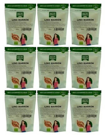 NaturGreen - Semillas de Lino Marron BIO, Semillas Ecológicas, Fuente de Omega 3, Ricas en Fibra, Sin Gluten, Vegan - Pack 9 Unidades de 225 g