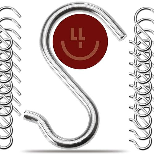 4smile S-Haken Edelstahl – 20er Set – Rostfreie Haken zum Einhängen, Küchenhaken für drinnen und draußen - Funktionale Aufhängehaken, Metallhaken zum Einhängen