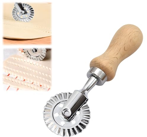 Moule à gâteau, moule à gâteau en dentelle, moule à raviolis en acier inoxydable avec poignée en bois, utilisé pour la fabrication de boulettes italiennes, pâtes, pierogi, spaghettis, lasagnes et