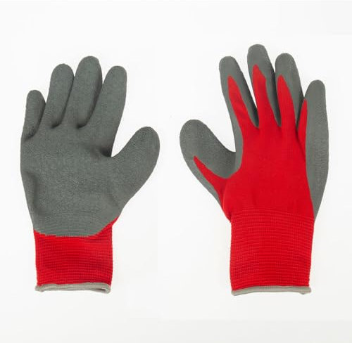 OROK - Gants gros travaux, gants travail - Gants nettoyage gros travaux - Taille 9 - Support polyester enduit de latex trempé supporté - Manchettes longues - Dos aéré - Poignet tricot bord côte