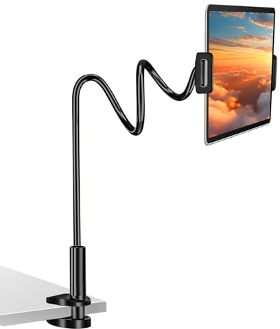 flintronic Schwanenhals Handy Halterung, Handy Ständer, 360°Flexible Arm Mobile Halterung mit 2 Clips, Halterung Bett, Verstellbarer Arm im Bett für 4-12 Zoll iPhone/Samsung/Huawei, 85cm