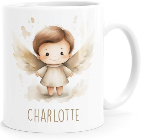 SpecialMe® Kindertasse Namenstasse mit Schutzengel Engel Christkind Wunschname Kinder Jungen Mädchen Weiss standard